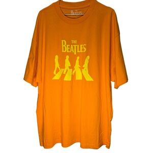 The Beatles Abbey Road Crossing NWOT Men's XL Graphic T Shirt‎ Orange Yellow
